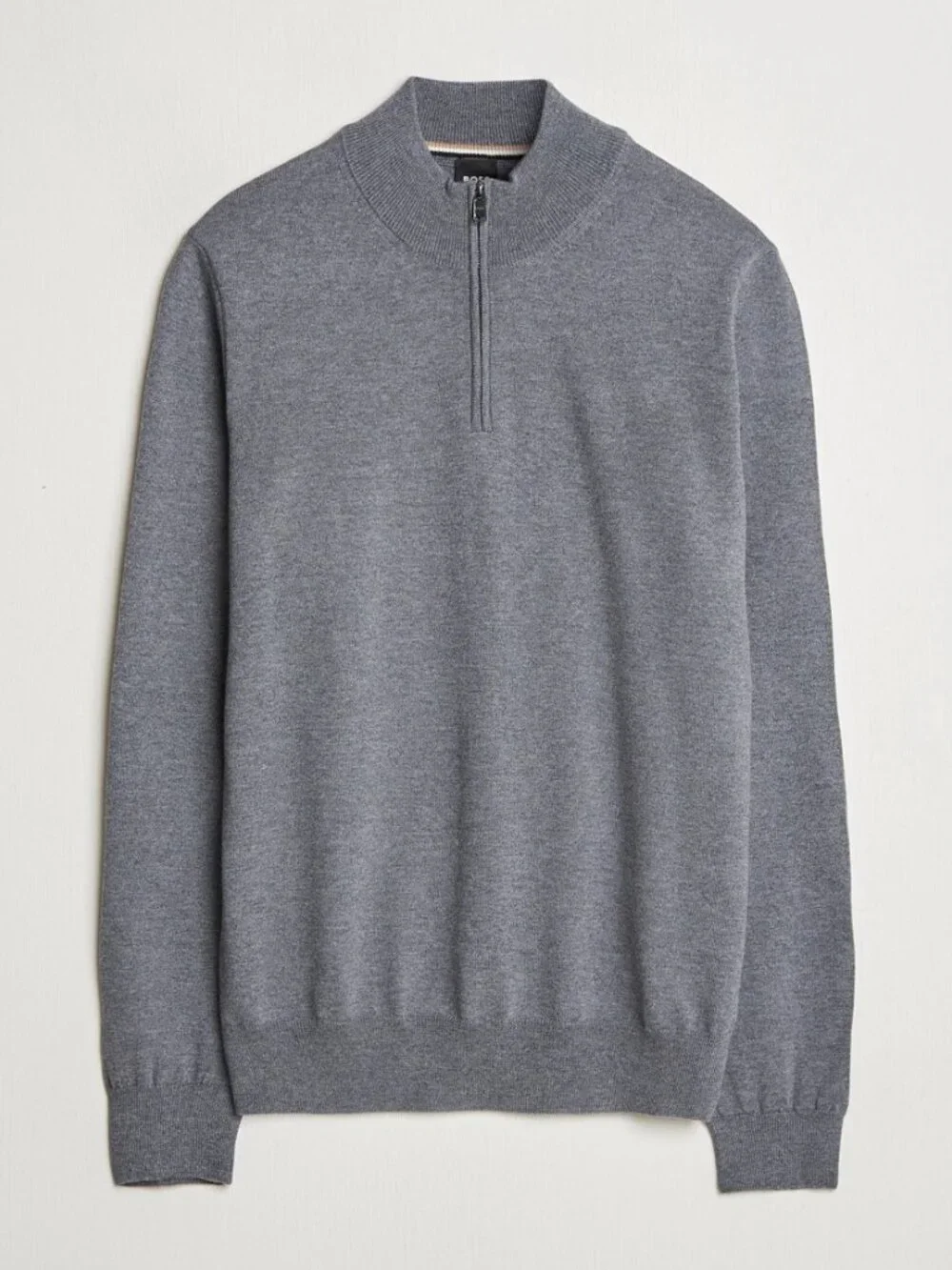 NWT Boss Men's Medium Grey Virgin Wool /Cashmere Quarter-Zip Sweater